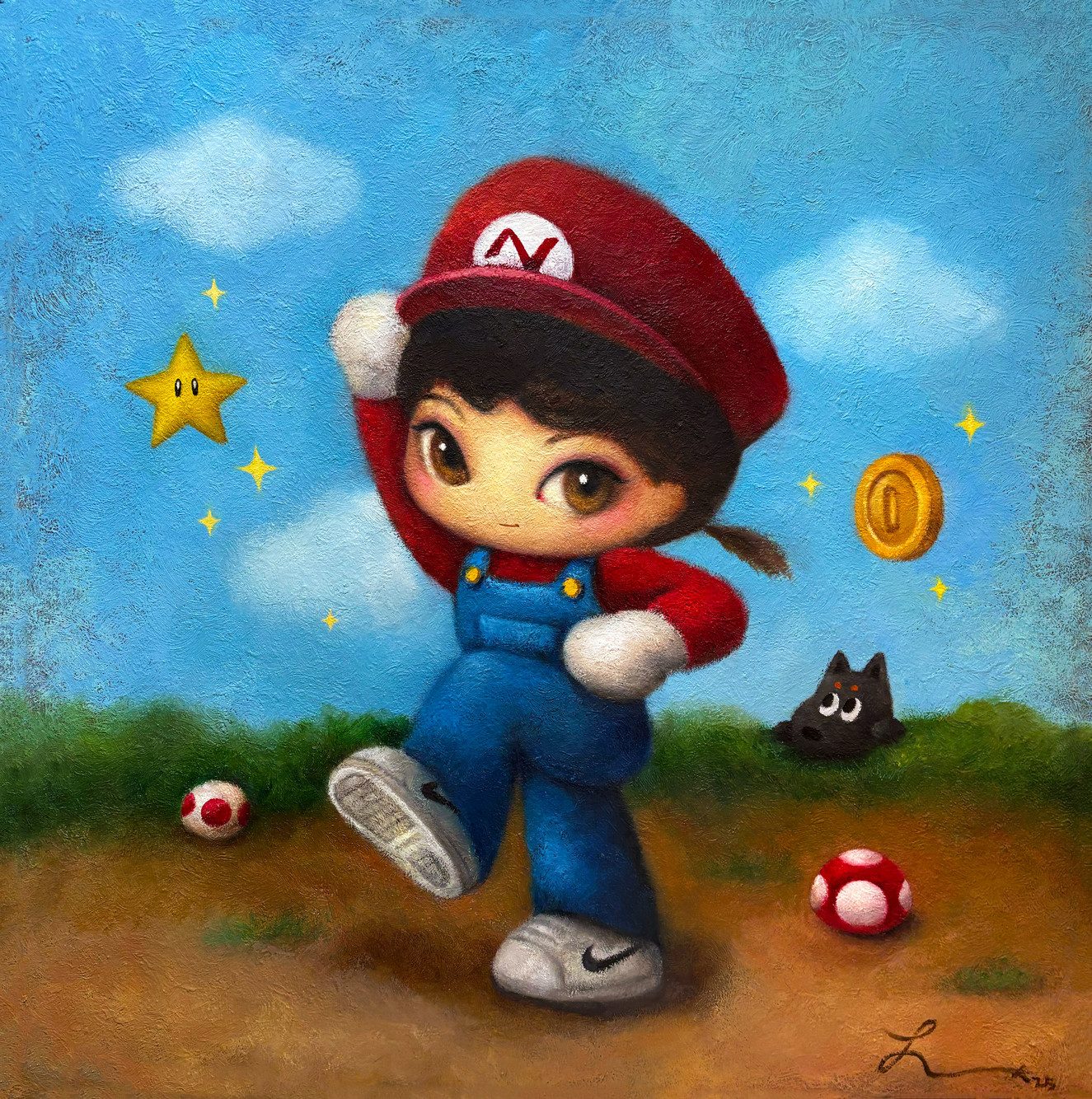 SUPER NANA — Hana Kwon, Oil and oil pastel on canvas, 2025
