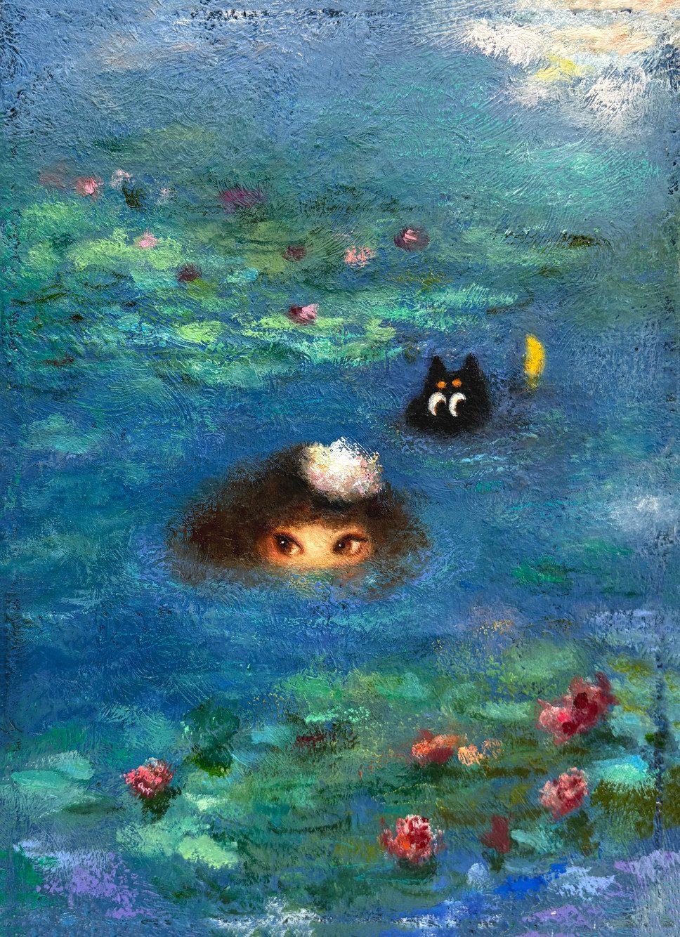 Lazy day — Hana Kwon, Oil and oil pastel on canvas, 2025
