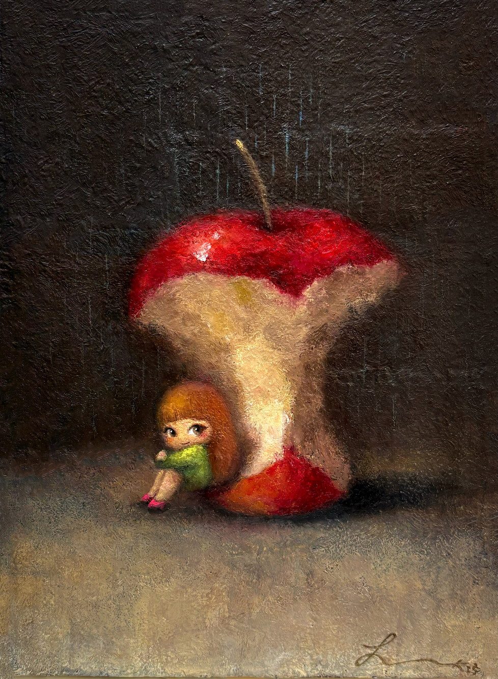 A brief haven — Hana Kwon, Oil and oil pastel on canvas, 2025