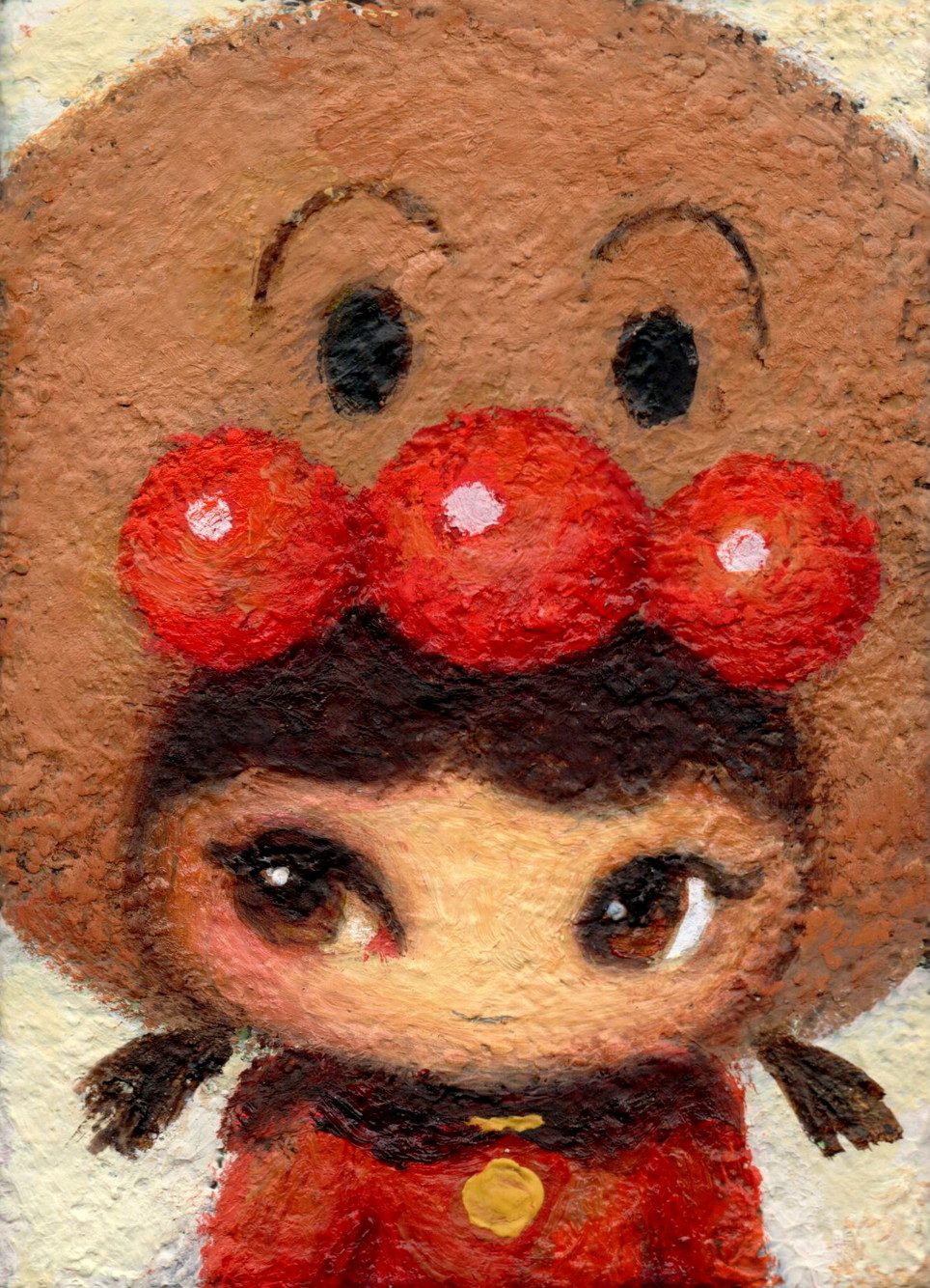호빵맨 x 나나 — Hana Kwon, Oil and oil pastel on canvas, 2025