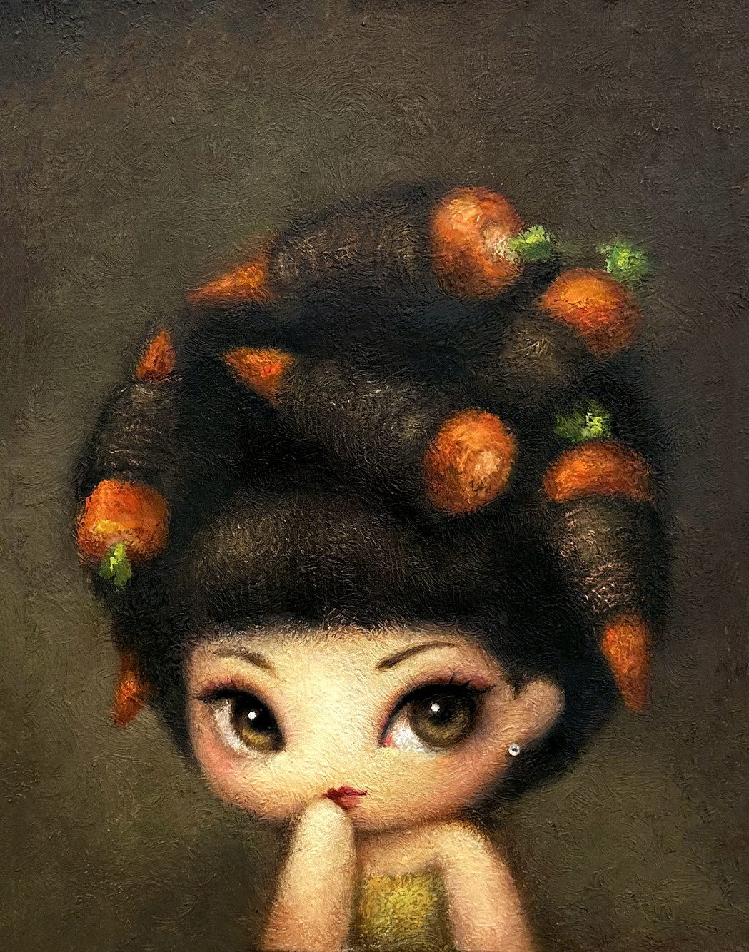 Carrot Hair Roll — Hana Kwon, Oil and oil pastel on canvas, 2025