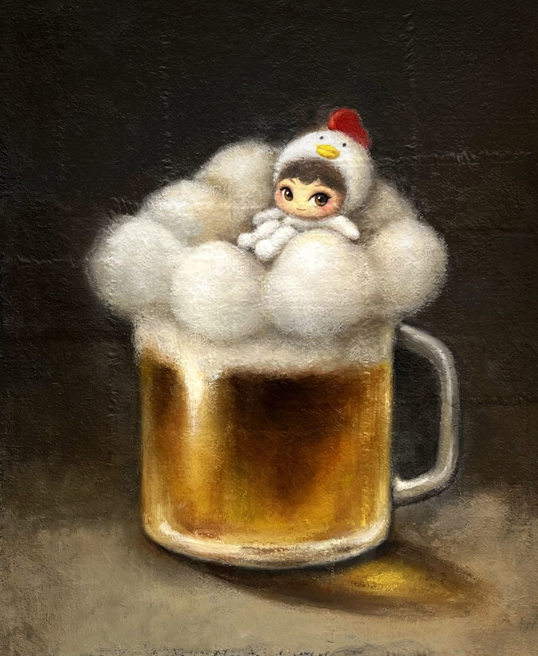 Welcome to Beer Spa — Hana Kwon, Oil and oil pastel on canvas, 2025